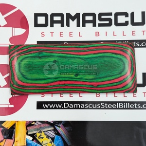 Par de empuñaduras para cuchillo de madera laminada y resina, con diseño de hoja de dólar verde y rojo sandía, en verde vibrante y rosa, para fabricación de cuchillos personalizados - Product Image 2
