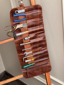 Bolsas enrollables de herramientas de cuero genuino de grano completo hechas a mano, bolsa enrollable de herramientas de cuero, caja de herramientas de alta resistencia, almacenamiento de garaje - Product Image 2