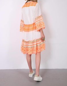 Robe midi bohème en organza brodée de perles et de motifs Paisley, taille unique 36-44, longueur ras du sol, manches lanternes, décorée de pompons, pour soirée - Product Image 4