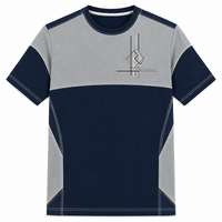 Wholesale Grey and Black Color Block T Shirt with Side Panels Geometric Embroidery Custom Mens Casual Wear