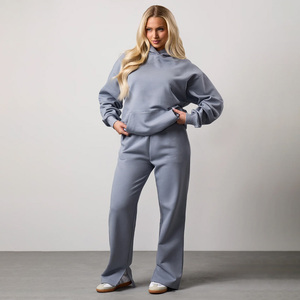 Survêtement surdimensionné pour femmes Sportswear Blue Mist Compose Relaxed Fit Hood & Straight Leg Jogger Ensemble deux pièces pour décontracté et entraînement - Product Image 1