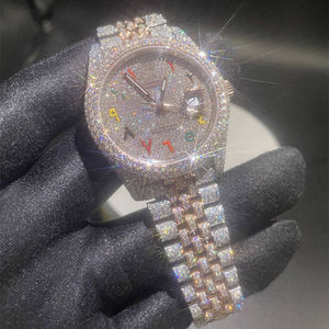 Original Hip Hop Style Wrist Watch Fully Iced Lab Grown Diamonds VVS Clarity 20mm Band Width Glass Dial <b>Window</b> - Product Image 1
