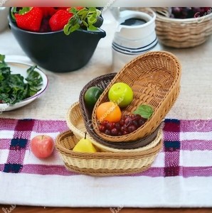 Handmade Food Storage Wicker Basket Pantry Organization and Storage Oval Serving Bowls Display Basket Household Snack Storage - Product Image 6