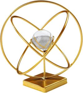Sculpture unique en aluminium de couleur dorée avec base en métal pour la décoration de vaisselle à la maison. - Product Image 1