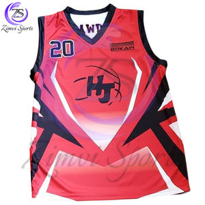 Uniformes de basket-ball sans manches noir et rouge contrastés, nouvelle tendance, confortables, respirants, de bonne qualité, par Zimvi Sports - Product Image 3