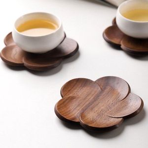 Sous-verre en bois d'acacia personnalisé en gros sous-verre en bois de noyer sous-verre en hêtre pour tasse à café thé - Product Image 1