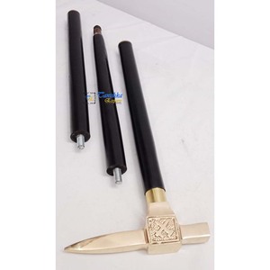 ไม้เท้าทำจากไม้สีดำมีดขัดทองเหลืองด้ามจับสำหรับเดินป่าและตั้งแคมป์ - Product Image 3