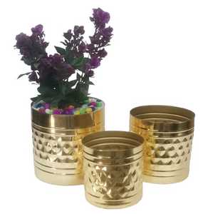 Macetas Modernas y Resistentes de Hierro para Suculentas con Textura de Panal, Recubiertas de PE, para Suculentas y Cactus, Decoración de Jardín y Hogar con Flores Artificiales - Product Image 1