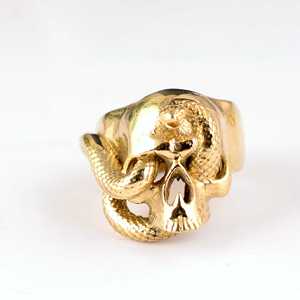 Anillo de calavera de víbora de Hip-Hop europeo y americano, banda de boda de estilo oscuro, ajuste de bisel, joyería al por mayor para ropa Hipster - Product Image 5