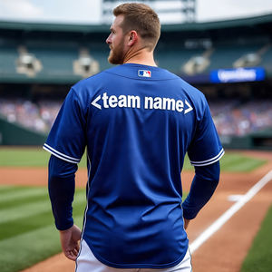 เสื้อเจอร์ซีย์ใส่เล่นเบสบอลกระดุมเต็มหน้าเสื้อยืดลำลองสำหรับผู้ชายเสื้อเบสบอลลายทางที่กำหนดเอง - Product Image 4