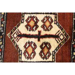 Petit tapis vintage 1,5x2,9 pieds (45x87 cm), tapis turc en laine à imprimé animal brun - Product Image 5