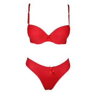 Conjunto de sujetador y bragas de espuma para mujer - Rojo - Product Image 1
