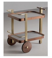 Chariot de forme ovale avec de grandes roues en métal et en bois de haute qualité décor à la maison chariot de Table de serveur de nourriture