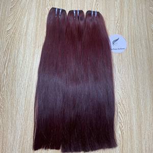 Mechones de pelo humano de trama de primera calidad, pelo liso sedoso de doble estiramiento, Color rojo, pelo sin procesar, precio de fábrica - Product Image 3
