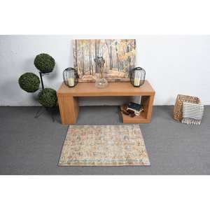 Alfombra turca Vintage, Beige, azul, 2,4X3,2 pies, clásica, área grande, respaldo de látex de lana, Patchwork Rectangular para pasillo, habitación, alfombra - Product Image 3