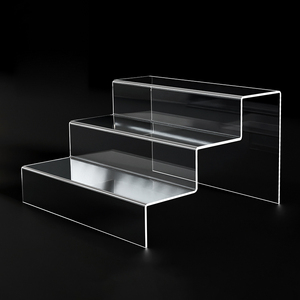 Espositore da banco trasparente in acrilico/PS <span class=keywords><strong>per</strong></span> profumi, <span class=keywords><strong>torte</strong></span>, alimenti, giocattoli, a 2/3 livelli, con gradino rialzato <span class=keywords><strong>per</strong></span> scarpe in acrilico trasparente - Product Image 5