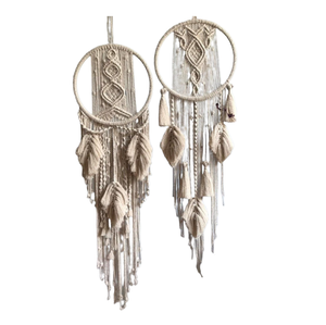 จี้จับฝันหัวหมาป่าส่วนบุคคลของตกแต่งผนังบ้านจี้ขนนกธรรมชาติ macrame ตัวดักฝันขนาดใหญ่ - Product Image 2