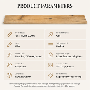 Parquet <span class=keywords><strong>en</strong></span> bois d'ingénierie moderne <span class=keywords><strong>en</strong></span> chêne pour l'intérieur, placage multicouche avec nœuds naturels pour salon - Product Image 6