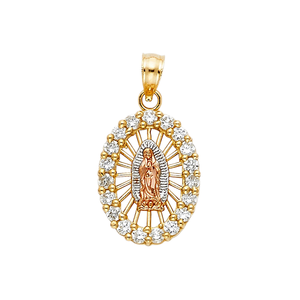 14K สามโทนสีทองชุบเพชรบริสุทธิ์ของ Guadalupe จี้เสน่ห์เครื่องประดับแฟชั่นอินเทรนด์ - Product Image 1