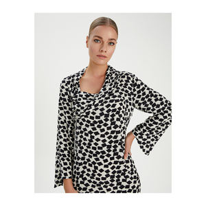 VISKON YAKA DETAYLI <b>MIDI</b> BASKILI UNLINED NO <b>POCKET</b> Without BELT ELBISE Career <b>Dresses</b> - Product Image 6