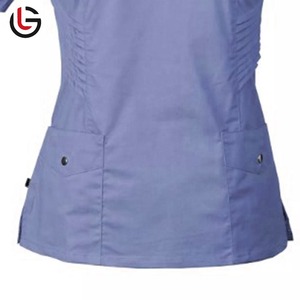 GLOBAL LEATHER Ensembles de blouses médicales unisexe grandes tailles, personnalisés OEM, uniformes d'hôpital, hauts à manches courtes en toile à col montant avec détection d'aiguilles - Product Image 5