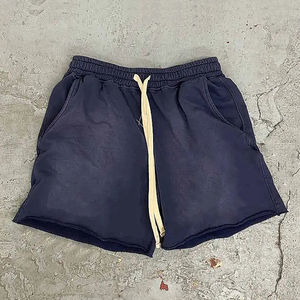 NEW Summer Active Wear Blank Quick Dry Jogging Shorts Unisex Terry Cotton Workout Vintage Distressed Acid Washed Shorts - Product Image 5