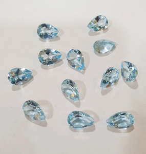 พลอยโทแพซสีฟ้าธรรมชาติคุณภาพ AAA รูปทรงลูกแพร์เจียระไน ขนาด 9x6 มม. สำหรับทำเครื่องประดับ แหวน ต่างหู จี้ - Product Image 1