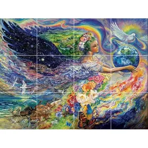 สำหรับความรักและความสงบสุขภาพจิตรกรรมฝาผนังกระเบื้องเซรามิกเทวดา "เราเป็นหนึ่งเดียวกับธรรมชาติ" สำหรับการตกแต่งผนังหรือดิน - Product Image 1