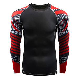 2024 vente en gros Compression Gym chemises hommes à manches courtes MMA Rashguard respirant longues Compression chemises Logo personnalisé USA taille - Product Image 1