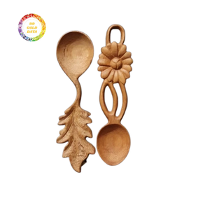 Juego de Cucharas de Cocina de Madera con Forma de Hoja de Flor, Utensilios de Cocina de Madera Hechos a Mano - Product Image 3