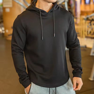 Sudadera con capucha de gimnasio de ajuste Atlético informal para hombre, Jersey ligero de secado rápido con logotipo personalizado y cordón 100% algodón XS invierno Fitness OEM - Product Image 1