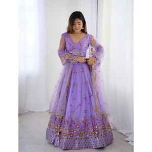 Nueva Serie de Lehenga Tradicional para Fiestas con Trabajo de Red Suave y Función de Secado Rápido - Product Image 1