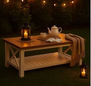 โต๊ะกาแฟไม้สีน้ำตาลและสีขาวสำหรับบ้านสำนักงานหรือห้องนั่งเล่นโต๊ะกาแฟตกแต่งใหม่โต๊ะไม้คุณภาพสูง - Product Image 4