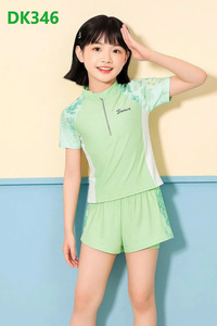 Maillot de bain deux pièces pour femme, motif floral personnalisé, séchage rapide, anti-UV, pour fitness, en nylon et élasthanne imperméable, OEM ODM, devant - Product Image 6