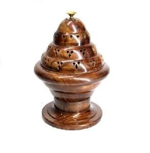 Brûleur à Bakhoor en bois naturel gravé à la main, style arabe élégant, pour Ramadan, Eid, festif, tendance, porte-encens - Product Image 5