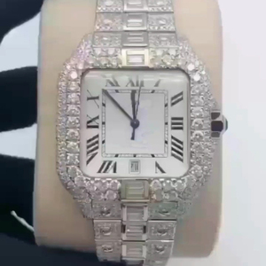 Bijoux Hip Hop de luxe en acier inoxydable sertissage fait à la main VVS Lab Grown Diamond Pass Diamond Tester Montres mécaniques glacées - Product Image 2
