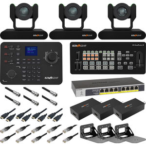 ชุดอุปกรณ์ถ่ายทอดสด BZBGEAR สำหรับสถานที่ประกอบพิธีกรรม สีดำ พร้อมกล้อง PTZ สามตัว คอนโทรลเลอร์ มิกเซอร์ และอุปกรณ์ติดผนัง - Product Image 4