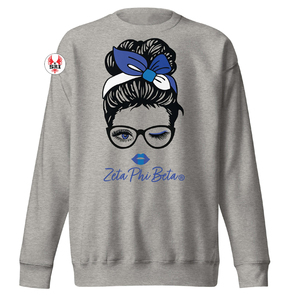 Zeta Phi Beta Blue and White Striped <b>Sweatshirt</b> with Soft Cotton and Chenille Letters for Sorority Members Greek Life Fashion - Product Image 2