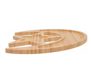 Plateau en bois en forme de croissant de lune et d'étoile, plateau Eid Mubarak, assiettes en bois en forme de lune et d'étoile, plateau de service pour fête Eid, vaisselle - Product Image 1