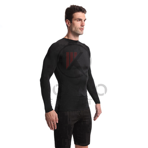 Logo personnalisé Mens Rash Guard Compression Gym Shirts avec manches longues pour le surf BJJ MMA-Sublimé - Product Image 2