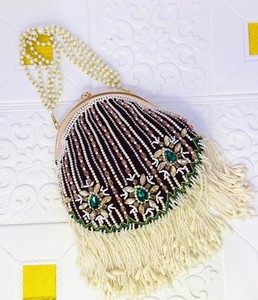 Bolso de Fiesta Étnico Hecho a Mano con Bordado Potli Batua, Patrón de Cuentas y Piedras, Correa Dori, Forro de Algodón, Multifuncional, 1-1.9L - Product Image 5