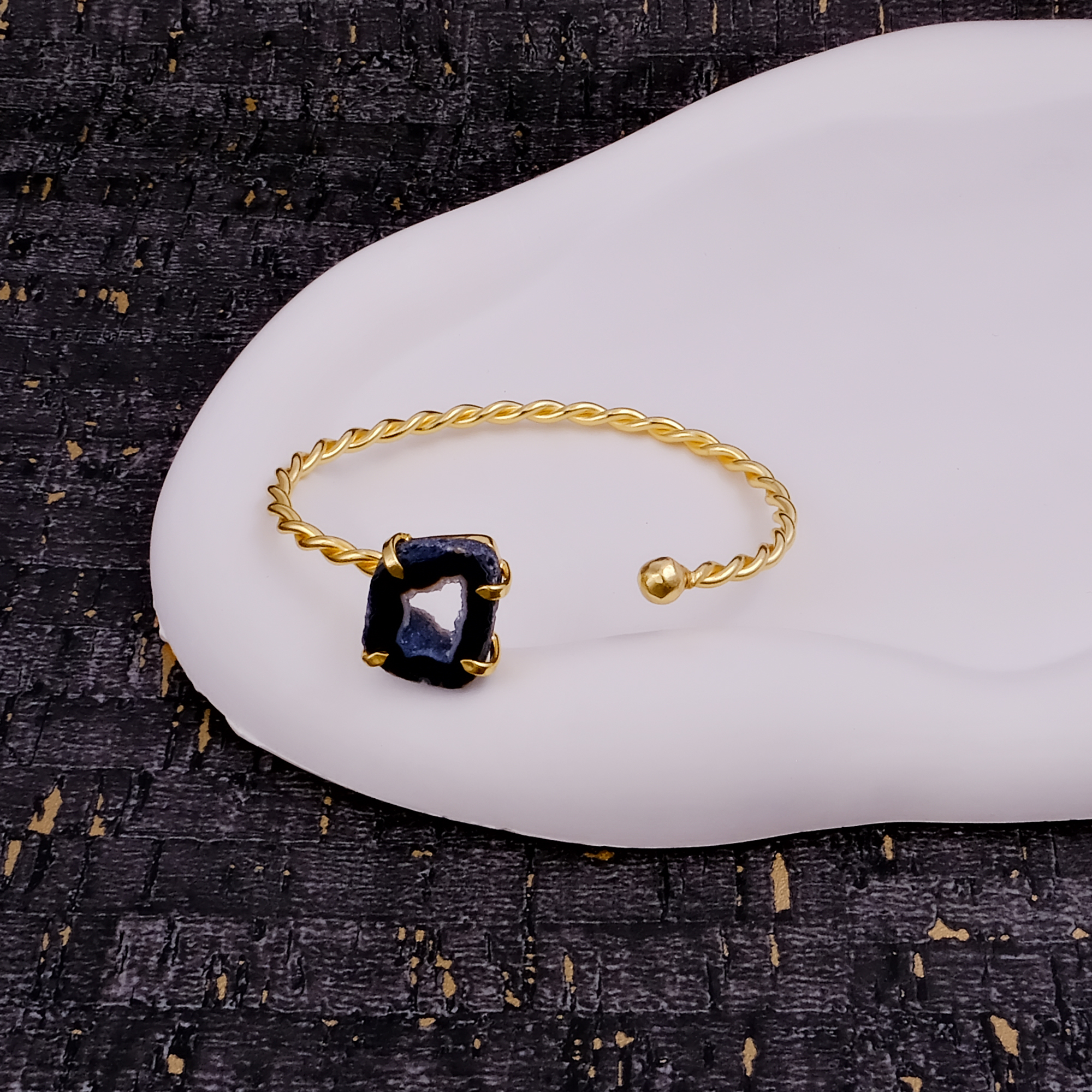 Black Agate Geode Slice