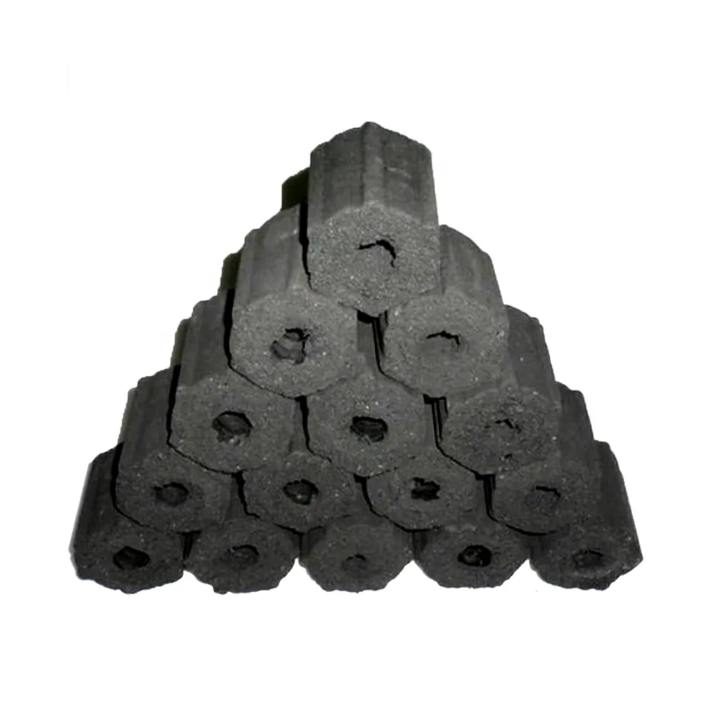 Briquetes de carvão de coco indonésio de qualidade superior, ecológico, formato hexagonal, sustentável para grelhar e usar em churrascos