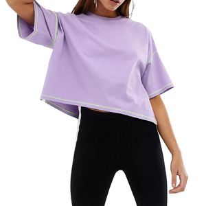 Camisetas en blanco/lisas para mujer, camiseta informal para mujer, camiseta para mujer, transpirable, 100% de algodón - Product Image 1