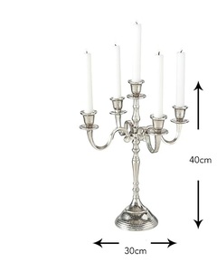 Candélabre à cinq bougies Finition argentée Pièce maîtresse fabriquée à la main en fonte d'aluminium Atelier Craft Surface Details MADE IN INDIA - Product Image 4