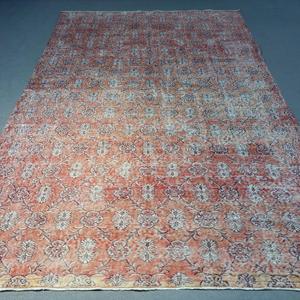 Turkish Vintage <b>Runner</b> Rug 0.6x10.7 ft, <b>Red</b> Blue Plants & trees Wool Rug - Product Image 1