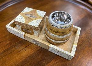 Fabricante al por mayor de madera y resina Bakhoor Burner Set Box con bandeja Madkhan Incienso Holder - Product Image 4