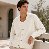 Fabricant de tricots sur mesure OEM ODM – Pull tricoté à manches longues pour homme, cardigan en laine et coton doux, pull tricoté personnalisé pour homme