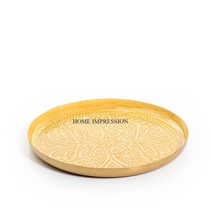 Bandeja de Servicio Moderna para Bodas, de Aluminio Chapado en Oro, con Diseño Grabado, Color Personalizable, Multifuncional y Resistente al Calor, Estilo Indio - Product Image 1