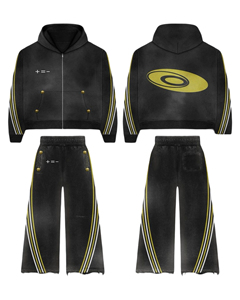 ชุดวอร์มกางเกงเหงื่อของผู้ชายแบบรูดซิปผ้าเกล็ดปลาแบบปรับแต่งได้พิมพ์ลายสไตล์วินเทจซักได้ระบายอากาศได้ดี - Product Image 1